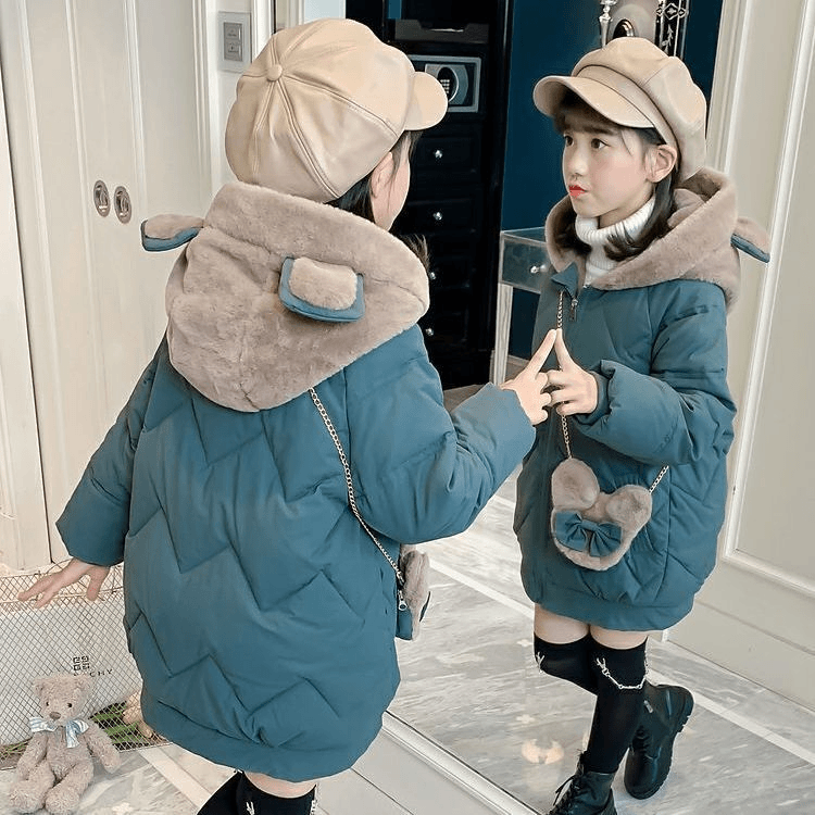 女童棉服冬装2023新款中大童小女孩加绒加厚冬季儿童夹棉外套棉衣