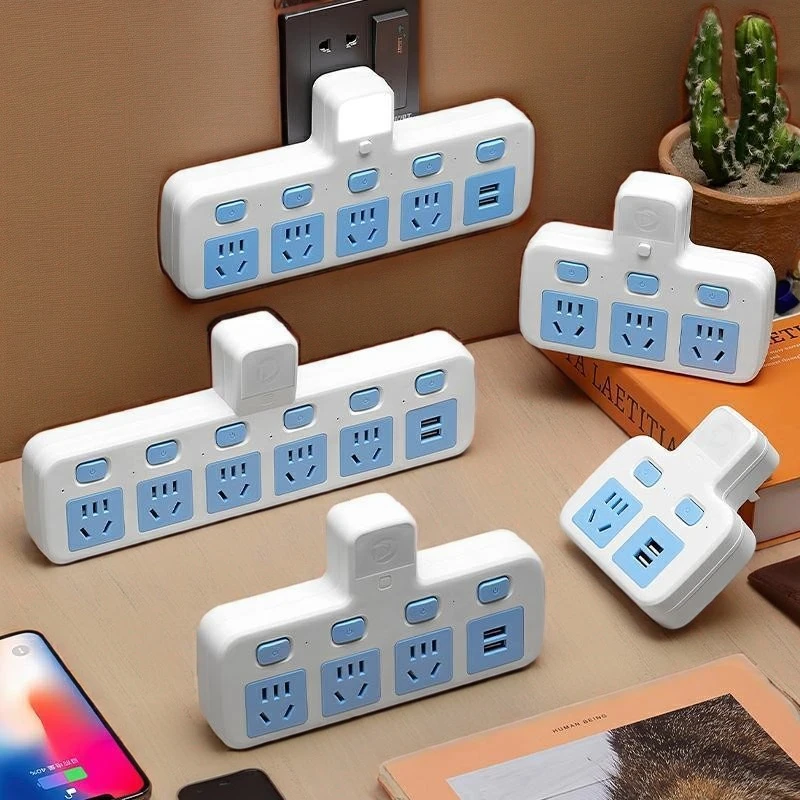 铜芯多功能usb插座转换器小夜灯插排家用学生宿舍一转三插头插板