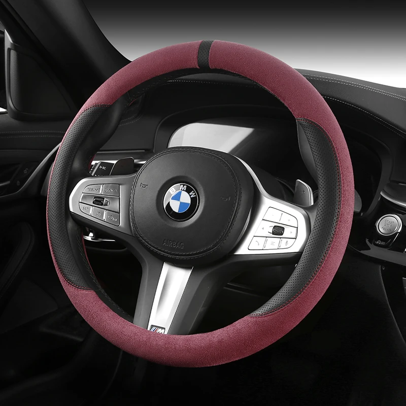 普路驰高档翻毛皮2025新款汽车方向盘套女四季通用麂皮防滑吸汗冬