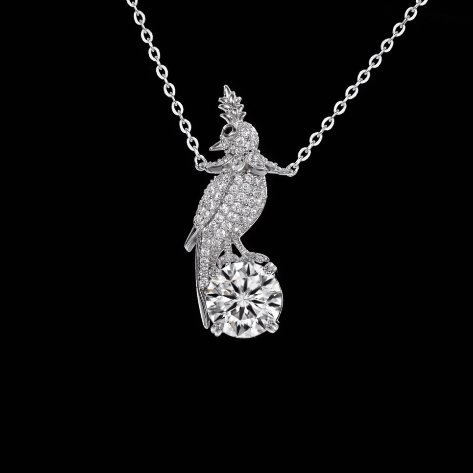 坠链均925银莫桑石 木木（SY3531）MS-1925B 2克拉项链45厘米