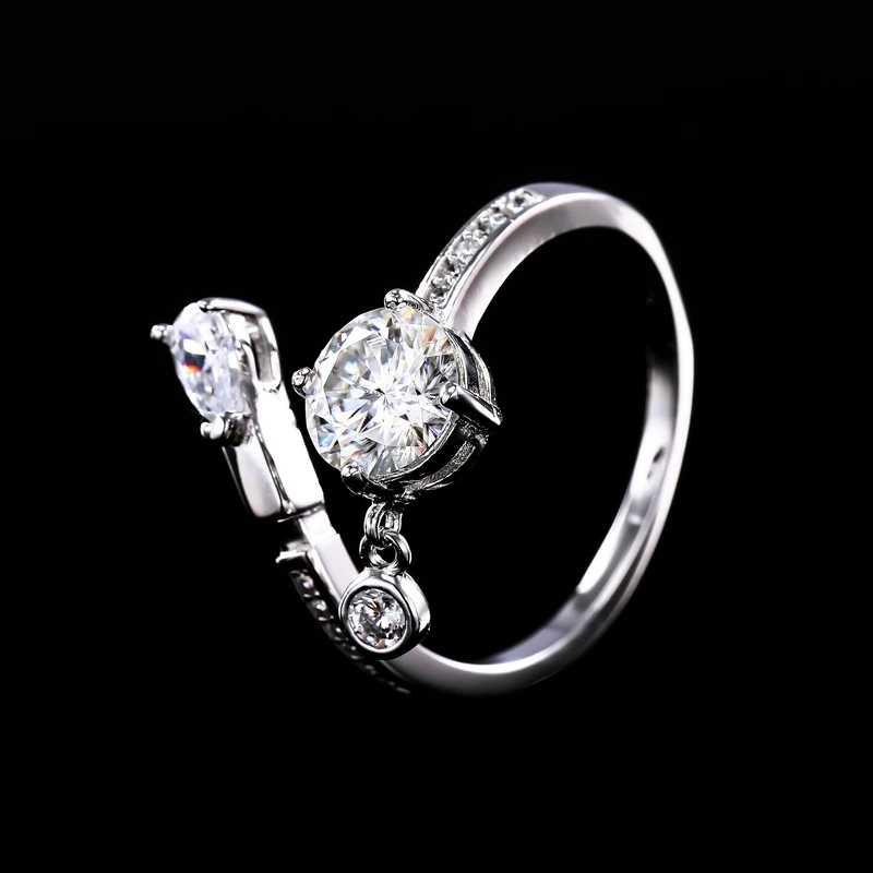 925银莫桑石戒指 ——木木（SY1159）MQ-0065B  一克拉开口戒指