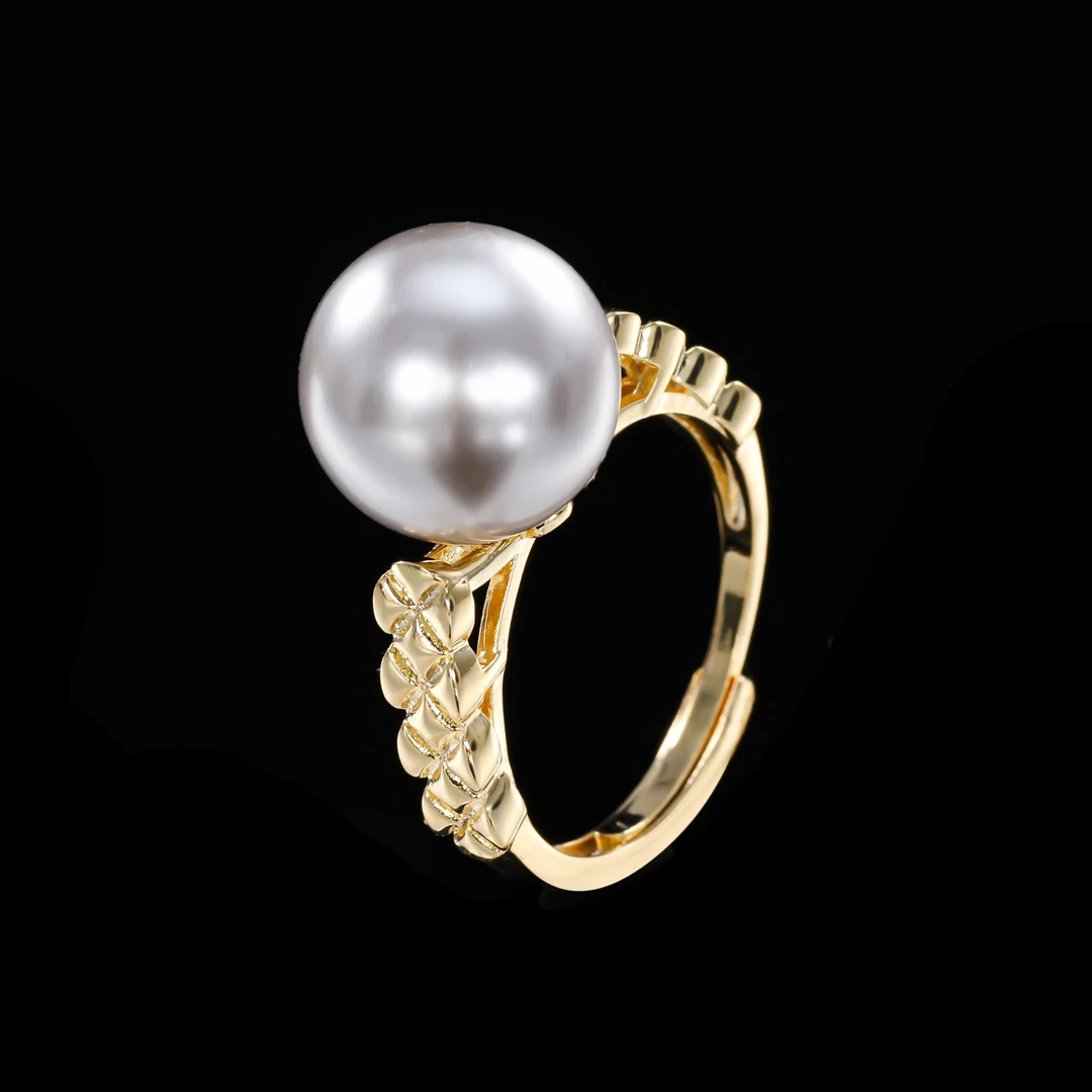 铜合金合成锆石戒指 木木（SY4103）AFJ-0136B 珠子12毫米开口戒