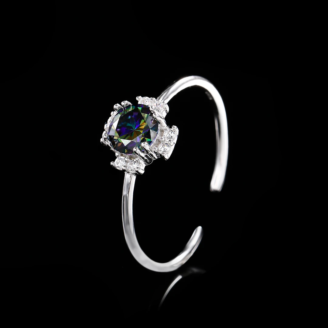 925银莫桑石戒指 ——木木（SY2016）MQ-0143B 50分开口戒指