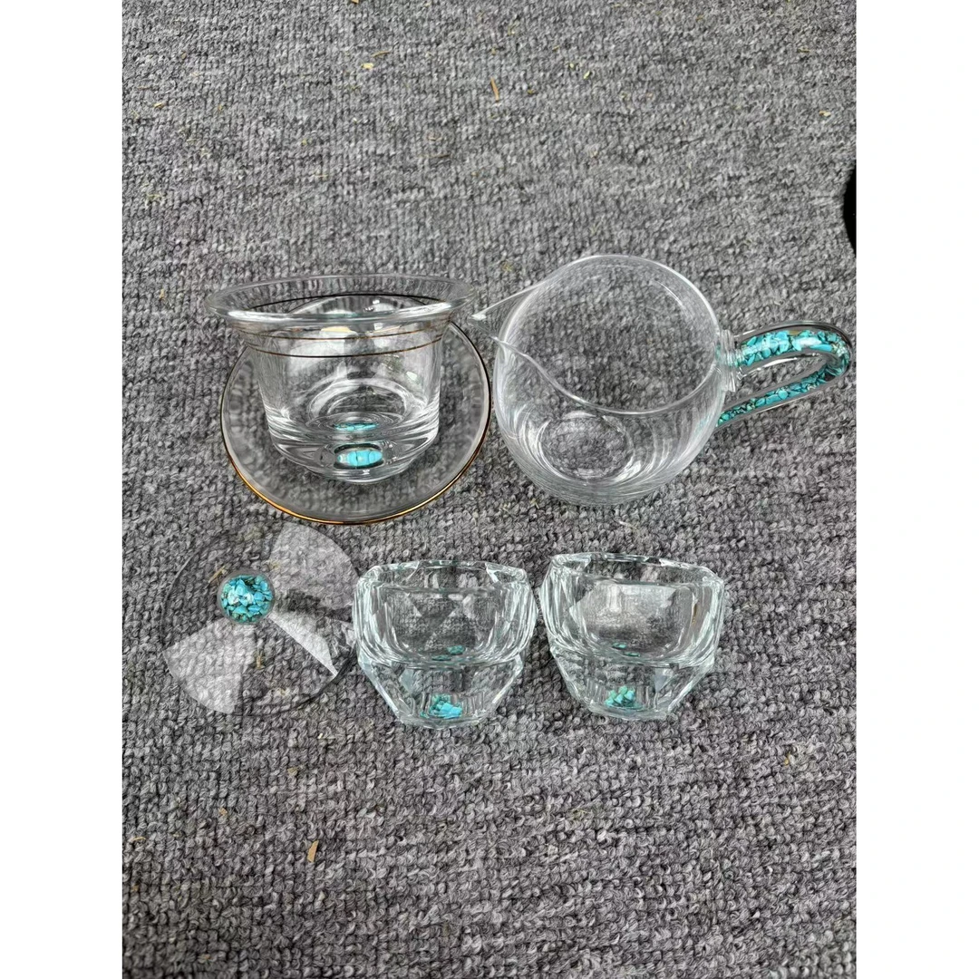 水晶绿 松石盖碗＋两个主人杯+公道@ZH18