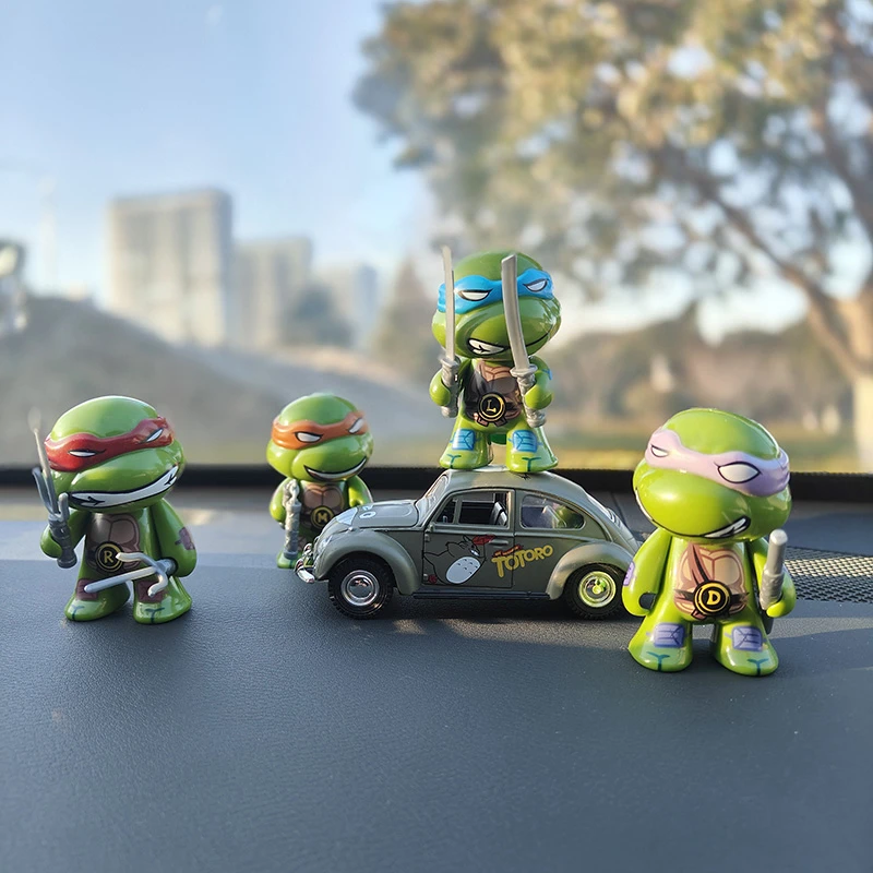 忍者神龟汽车摆件卡通公仔车内用品手办动漫儿童玩具车模型装饰品