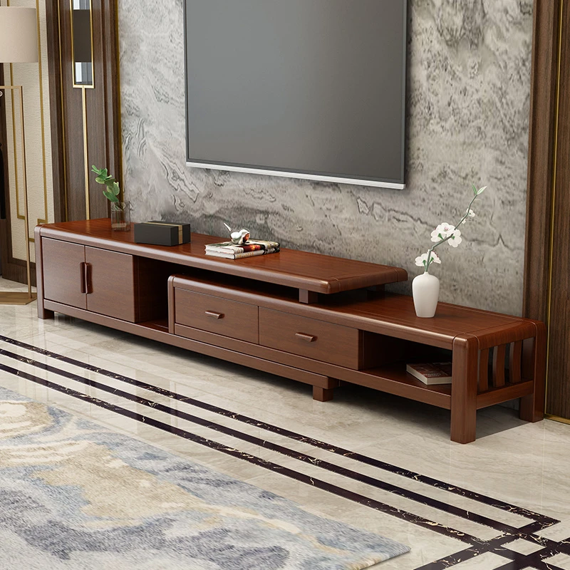 全实木电视柜小户型现代简约客厅伸缩柜卧室储物地柜影视柜茶几柜