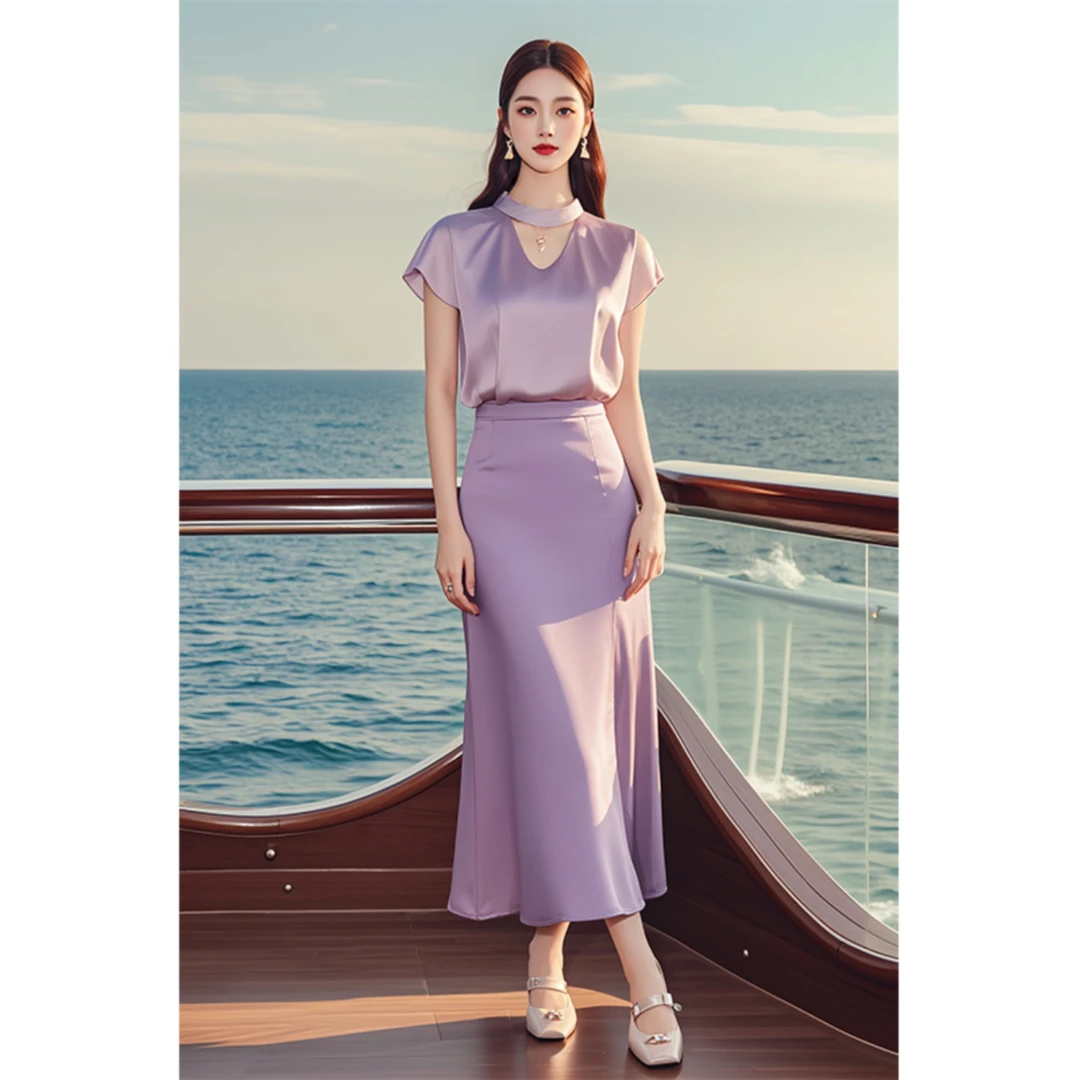 夏季新款流行大方得体的独特漂亮设计别致名媛高端上衣半身裙套装