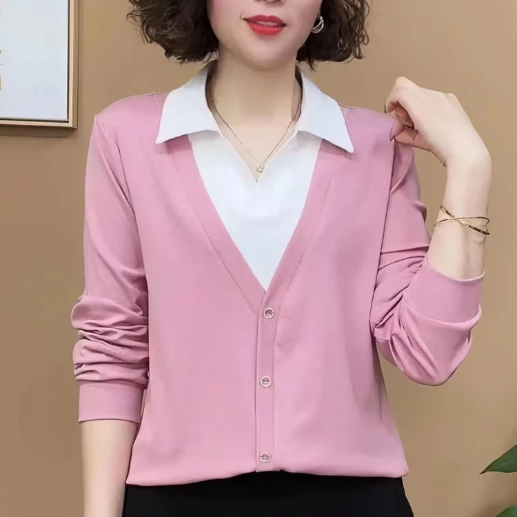 2025新款时尚气质百搭显瘦洋气长袖女士上衣宽松显瘦打底衫衬衫