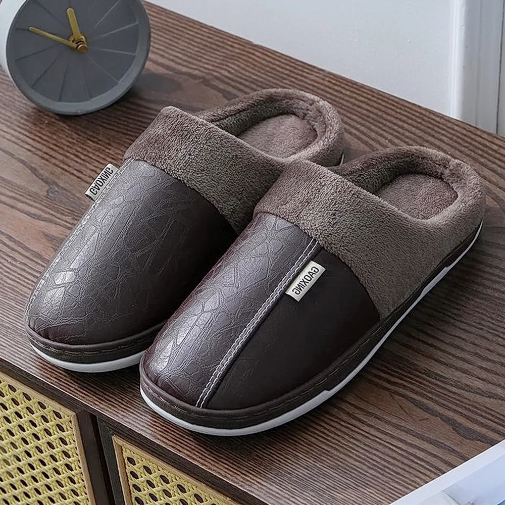 家用防滑棉拖鞋男士冬季新款厚底保暖加厚家居月子托鞋家用防滑棉