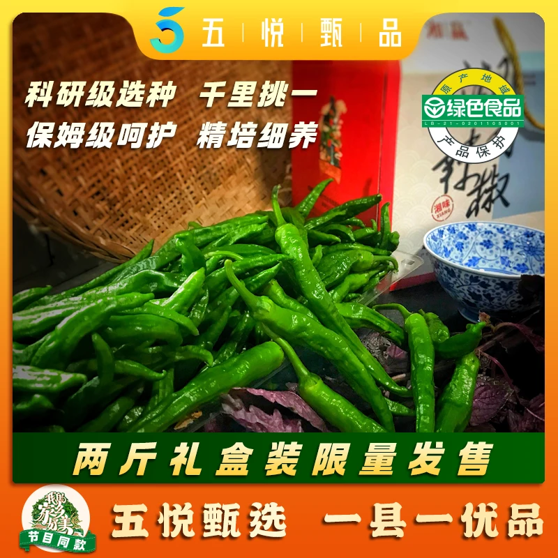 吾悦甄品湘赢辣椒青椒水果辣椒绿辣椒薄皮微辣现摘现发新鲜蔬菜