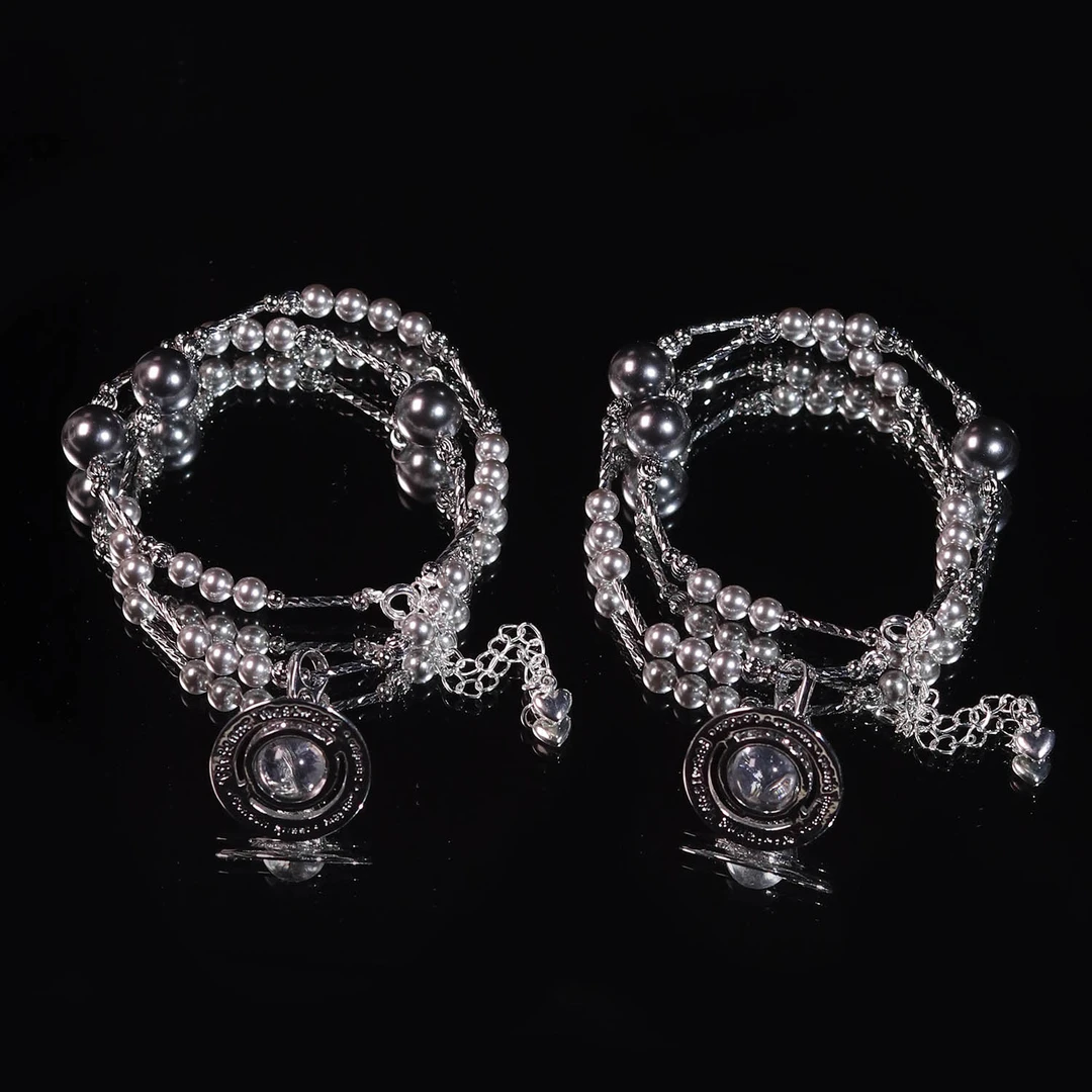 合金仿珍珠手链 《摩登星球》双圈施家珍珠手链 A1125