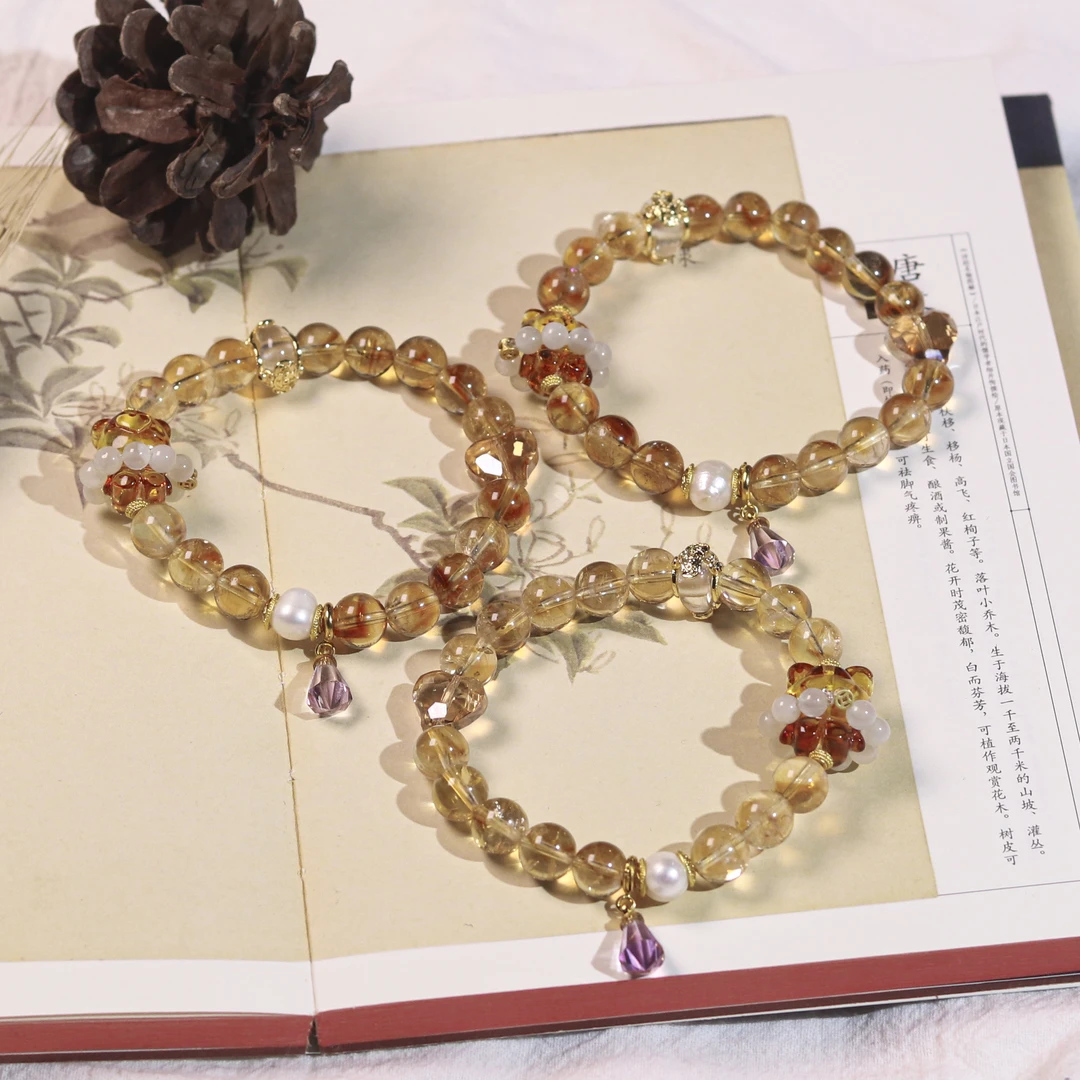 黄阿赛花珀小熊手链 XL758 多样性发颜色微差 发货件数一