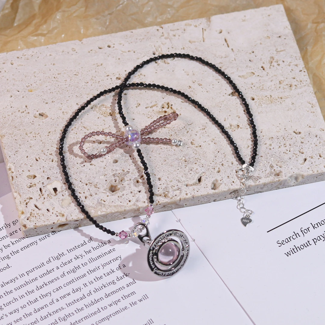 链子925银仿水晶 《粉墨星球》施家水晶土星项链Q1447 土星吊坠合金