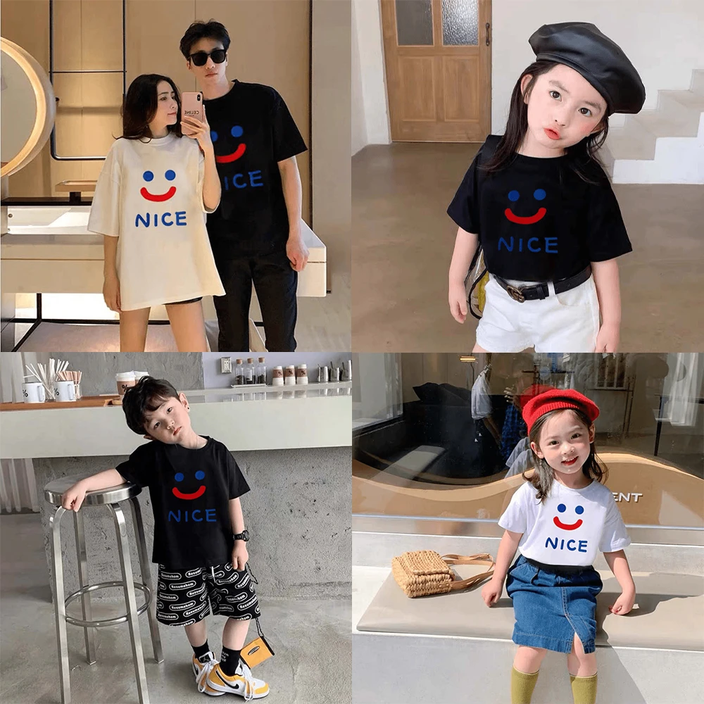 亲子装T恤韩版纯棉2025夏季新款一家三口夏款短袖婴儿爬服家庭装