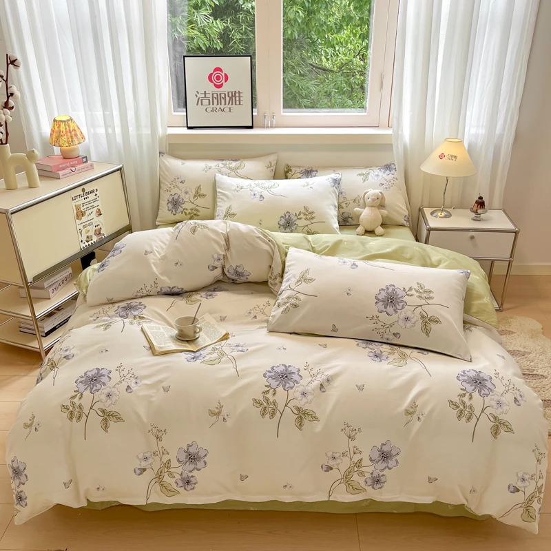 洁丽雅全棉四件套纯棉被套学生宿舍家用亲肤透气床单被套床上用品