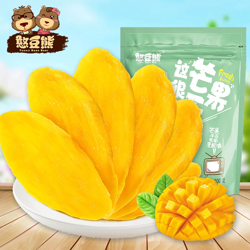 憨豆熊_芒果干500g袋装香甜厚切水果片蜜饯果脯网红零食净含量