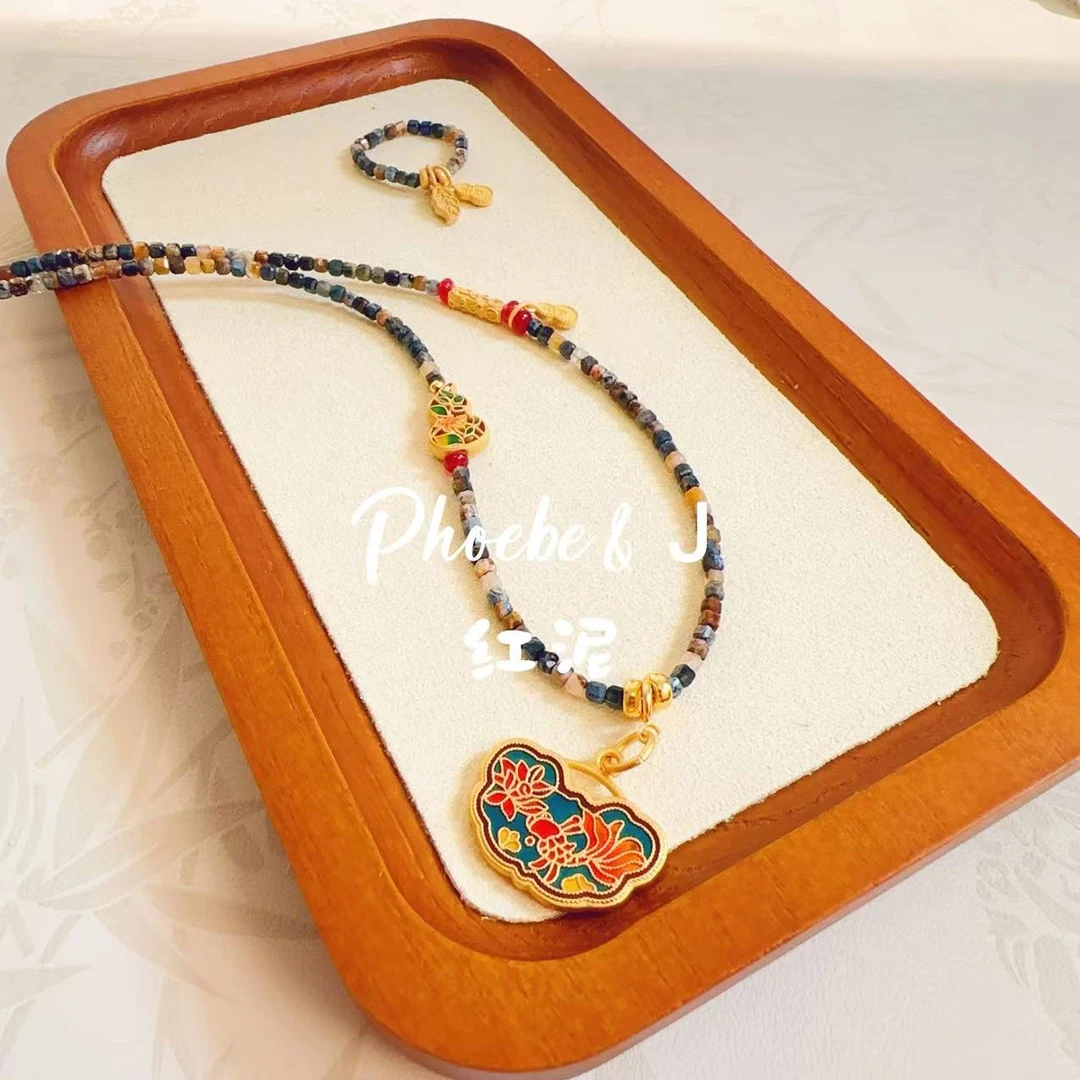 坠链均925银 《珠翠》红泥原创手饰复古古风古法烧蓝气质手工项链