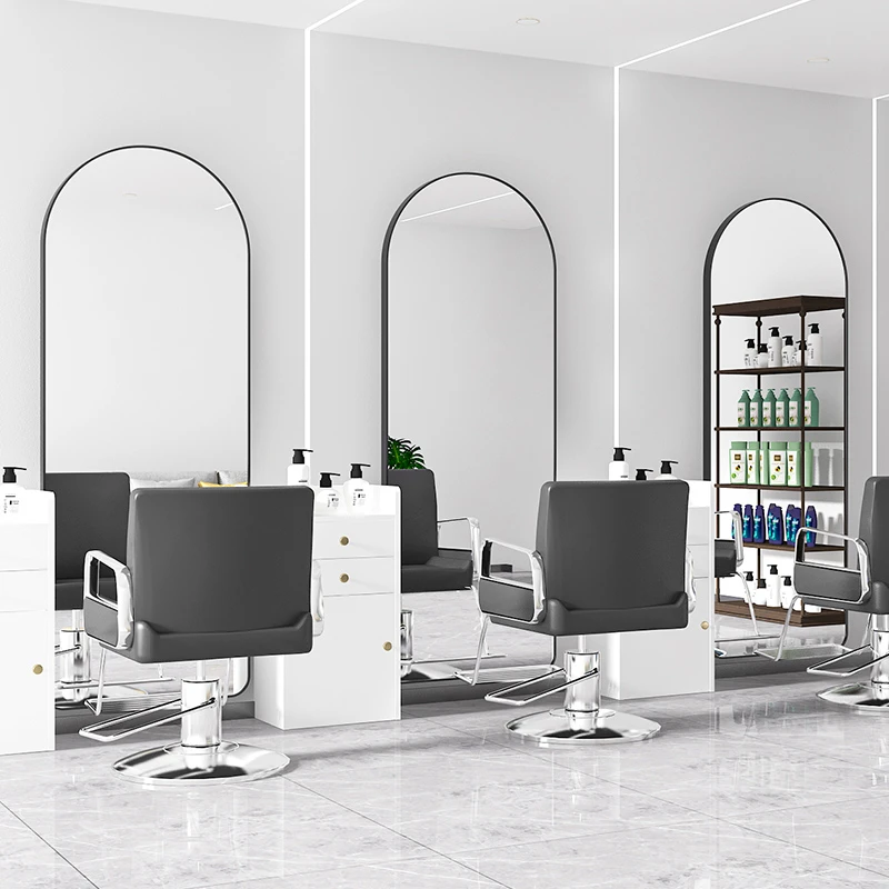 简约理发店大镜子发廊专用拱形单面镜台网红贴墙壁挂美发店烫染镜