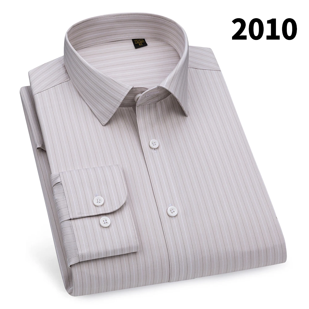 春夏新款条纹200支男士全棉衬衫2025年秋冬高端长袖宽松40岁衬衣