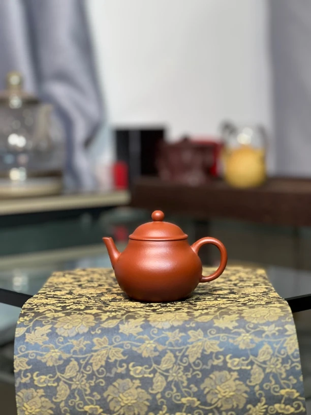 赵庄朱泥鸣远高梨壶135毫升半手工（跳砂）028紫砂壶正宗紫砂壶