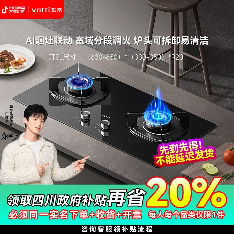 【国补20%】华帝i10301L燃气灶5.2kw大火力家用台嵌两用可拆猛火灶