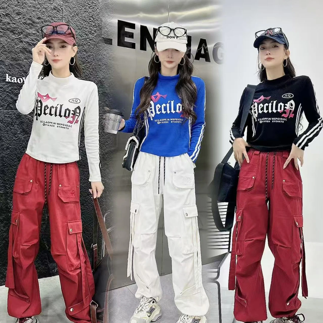 2024秋季网红新款鬼步舞团体裤子广场舞拉链时尚休闲工装裤