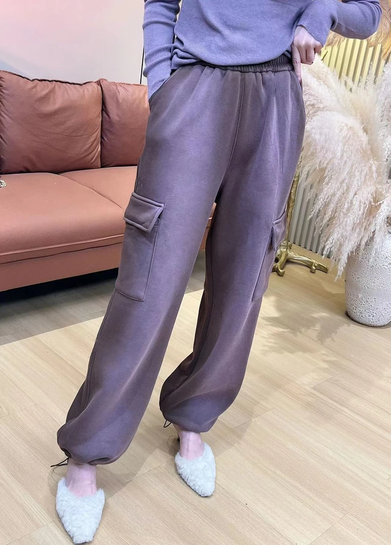 【美美专享】10553时尚百搭侧口袋直筒工装卫裤休闲裤