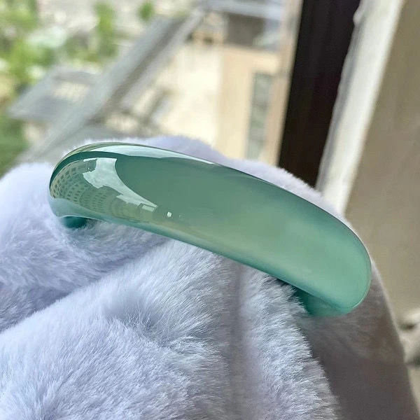 气质油青色胖圆条玛瑙中宽玉髓手镯女款古风百搭玉石多样性发货