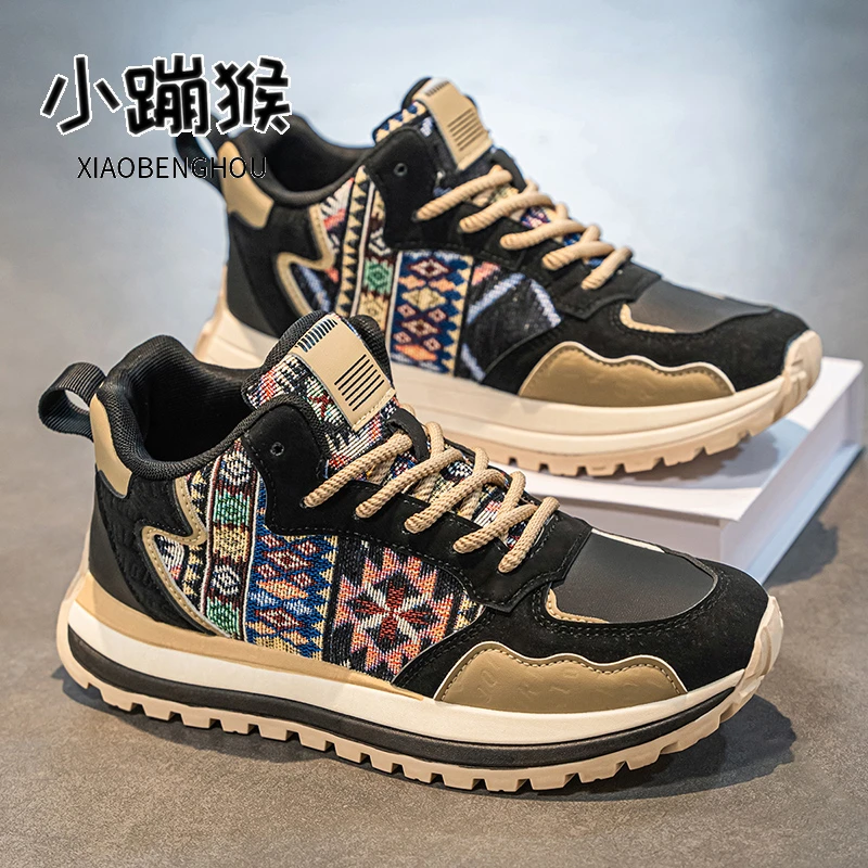 男鞋秋季新款百搭轻便软底阿甘鞋子男款时尚耐磨高帮休闲鞋-QG262