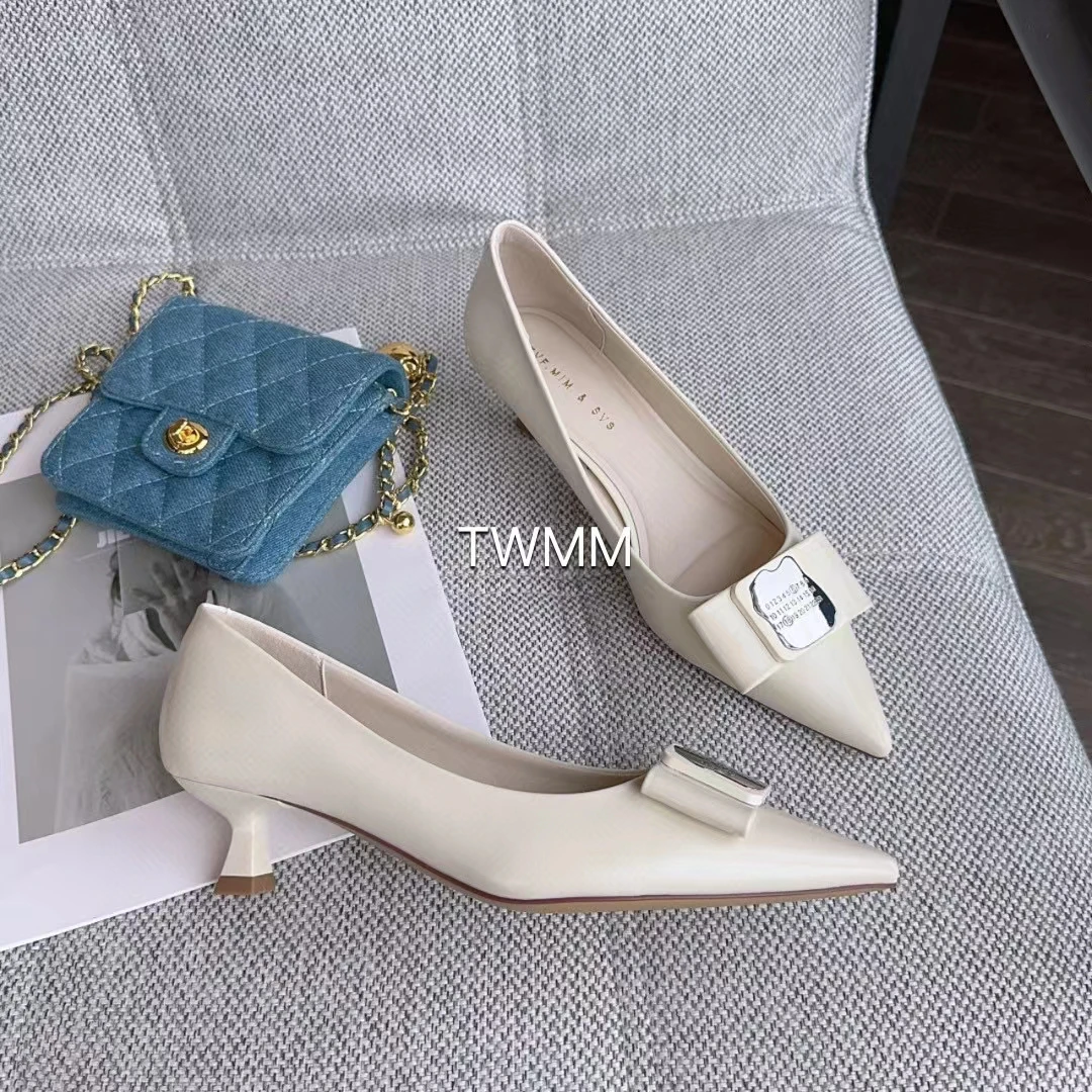 2024新款浅口鞋单鞋时尚百搭气质细跟高跟鞋职业尖头法式