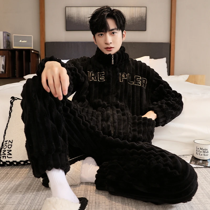冬款睡衣男款爆款2023新款韩版男睡衣冬季加绒加厚男士睡衣家居服