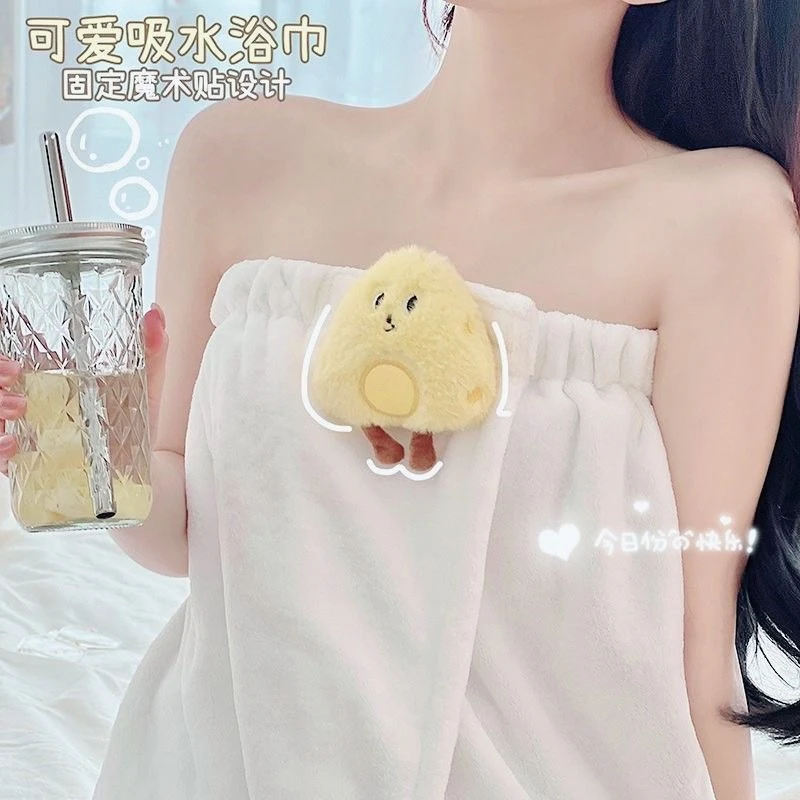 浴巾女可穿可裹大学生家用洗澡松紧浴裙速干吸水浴袍柔软可爱卡通