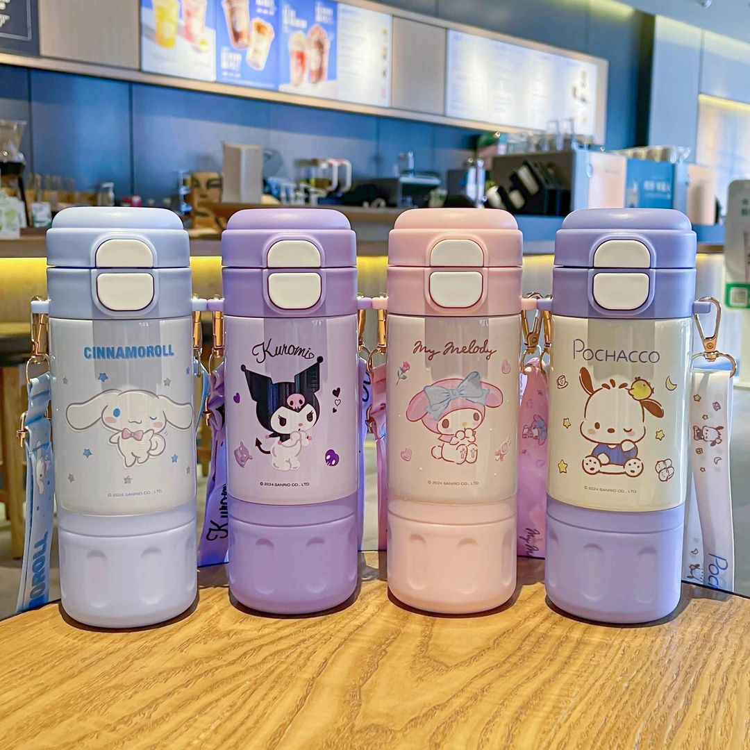 【丽姐专属】三丽鸥双饮保温杯316吸管斜跨可爱学生水杯8180