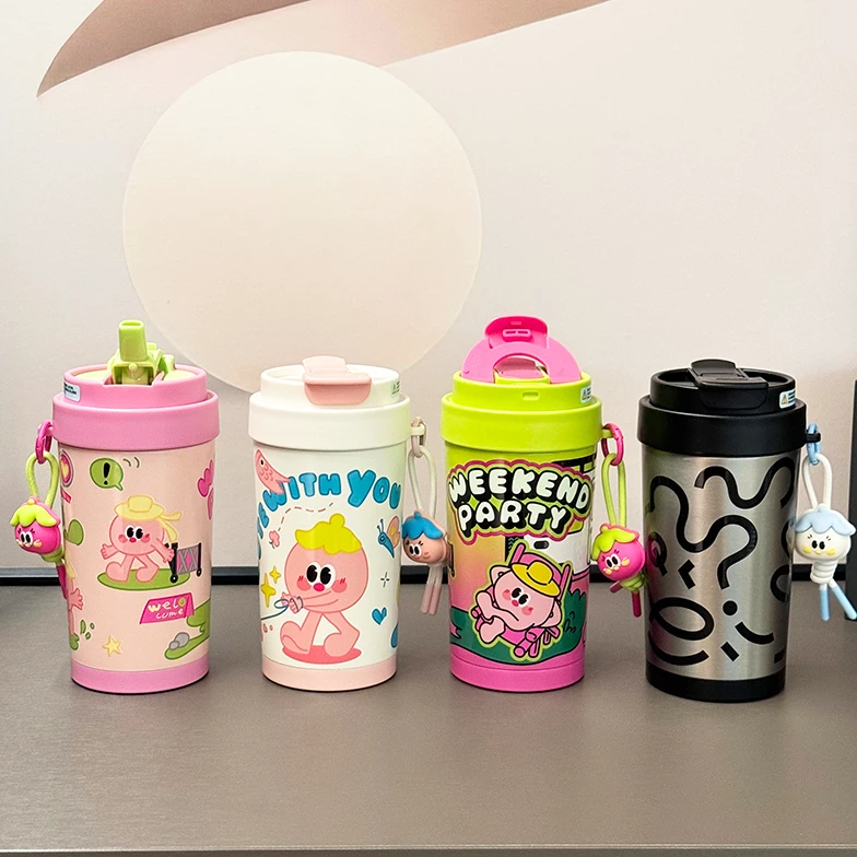 【晶晶拼手速】涂鸦嘟嘟双饮咖啡保温杯喷陶瓷层316不锈钢水杯