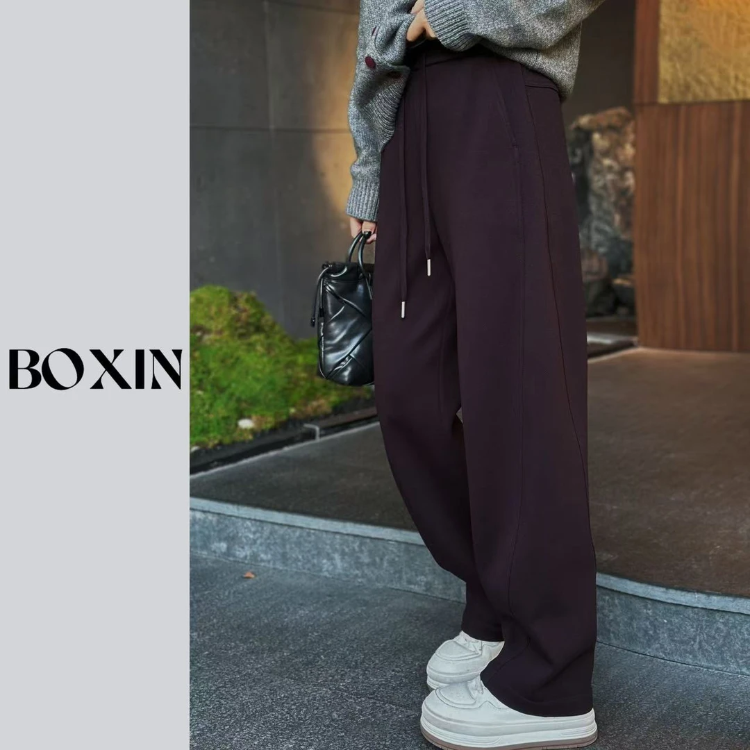 珀新【紫气东来】纯色百搭时尚休闲显瘦加绒厚款芒果裤