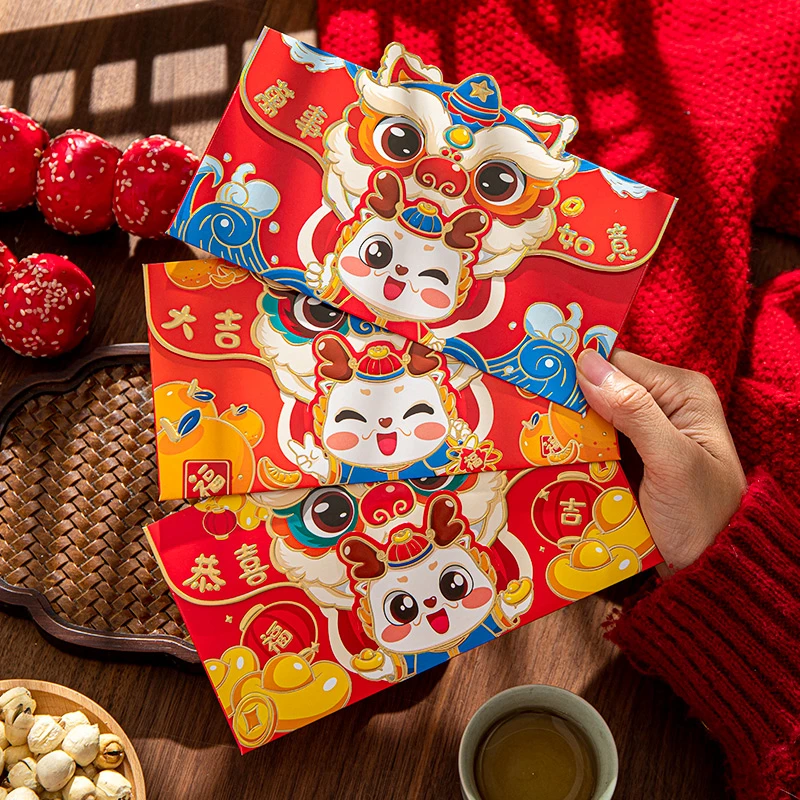 新款龙年红包新年小朋友卡通生肖龙压岁包横款高档利是封创意印花