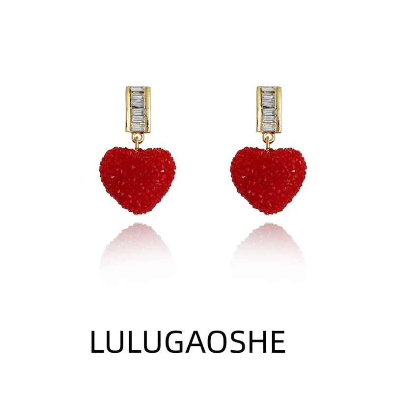 合金亚克力耳饰 合金耳饰 c-366气质轻奢时尚爱心耳环可爱百搭复