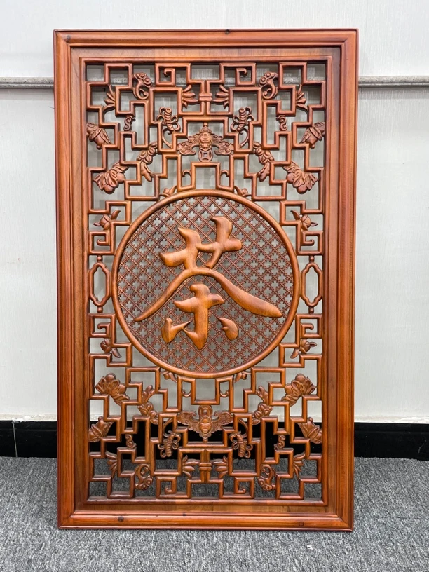 （竖款）东阳木雕 100*60cm 茶 香樟木实木雕刻茶室 茶楼背景墙挂件