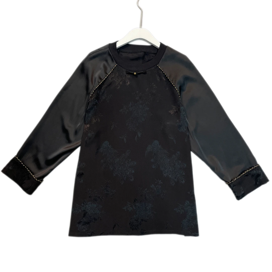 时尚百搭设计师款新中式显气质宽松显瘦大码女装上衣Q218