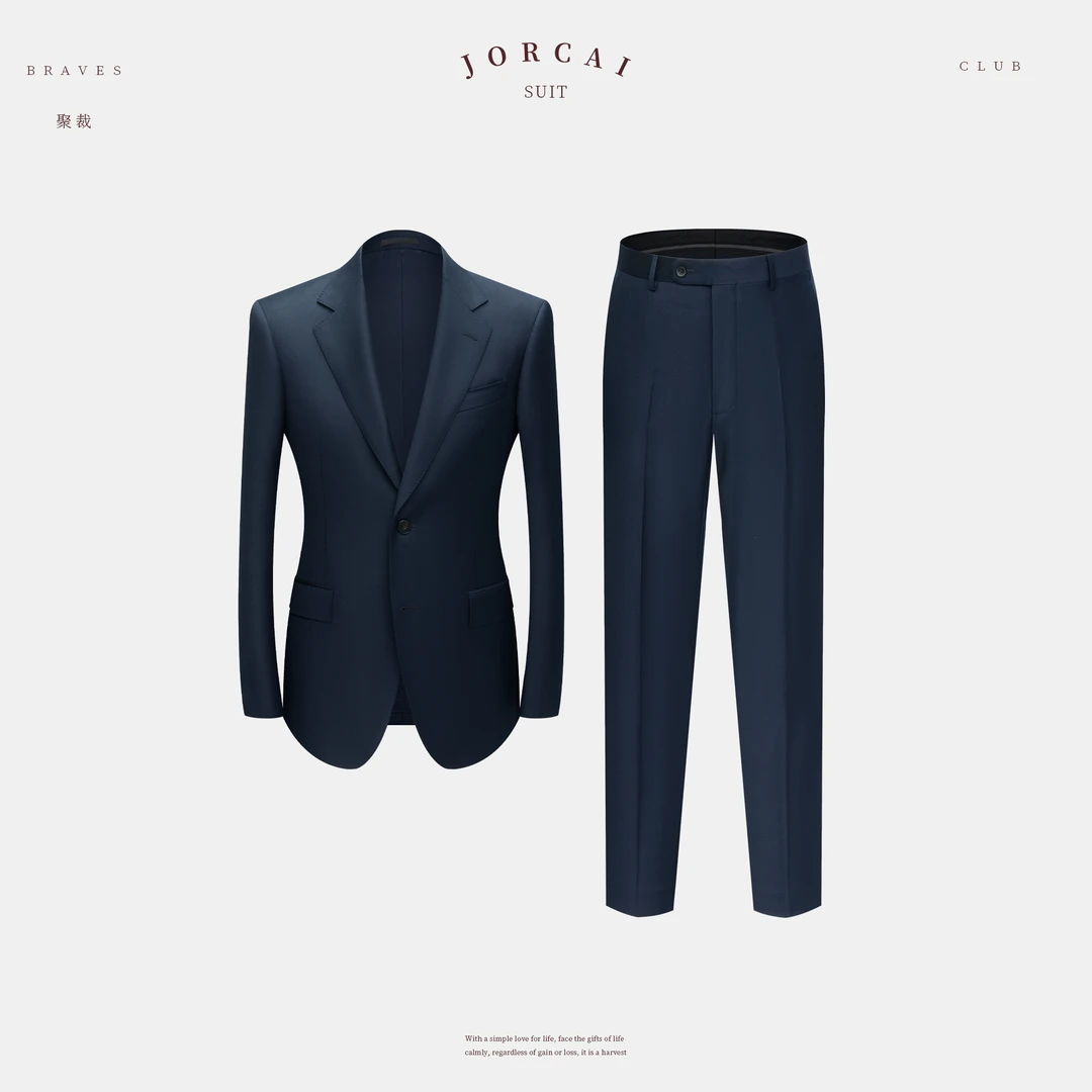 JORCAI聚裁2024男士四季110支美利奴初剪羊毛商务西装半麻工艺