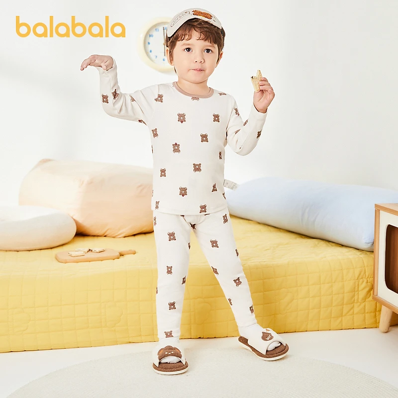 巴拉巴拉儿童秋衣秋裤男女童内衣套装打底棉萌趣睡衣