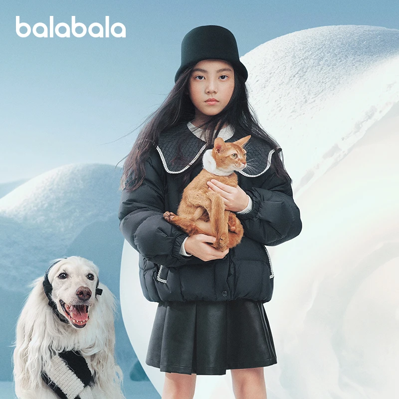 巴拉巴拉女童羽绒服冬季童装中大童翻领外套保暖