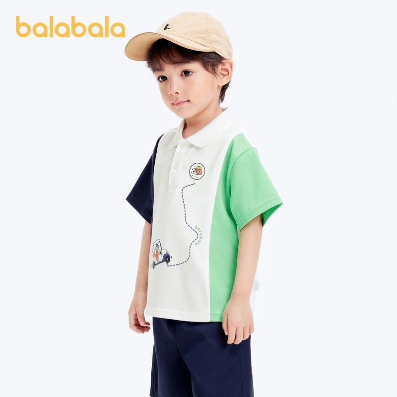 巴拉巴拉男童年新款短袖T恤夏装潮撞色拼接半袖