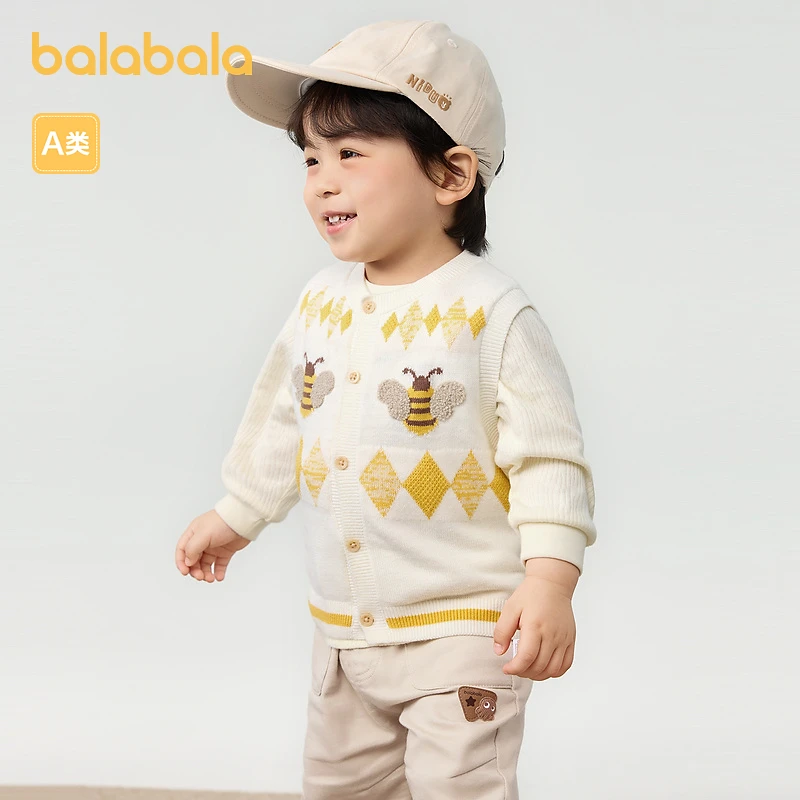 巴拉巴拉婴儿马甲宝宝坎肩秋装外穿保暖男童打底背心时尚洋气萌趣