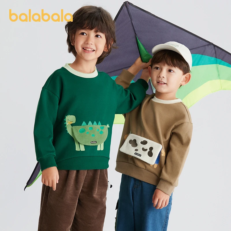 巴拉巴拉童装男童卫衣套头春秋装宝宝圆领宽松绣花萌趣上衣