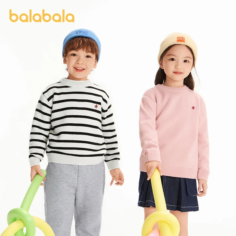 【balaOne】巴拉巴拉秋冬毛衣男女中大童羊毛打底衫儿童宝宝套头衫