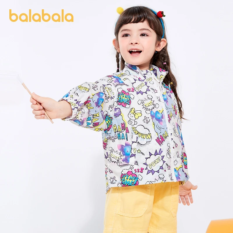 巴拉巴拉休闲女童外套夏装卡通印花上衣时尚潮童满印洋气便服