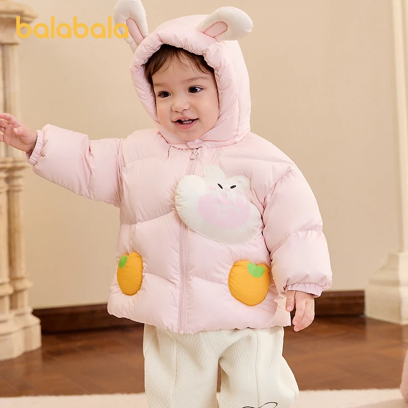 巴拉巴拉婴儿羽绒服男童冬季女童短款连帽外套宝宝儿童卡通保暖