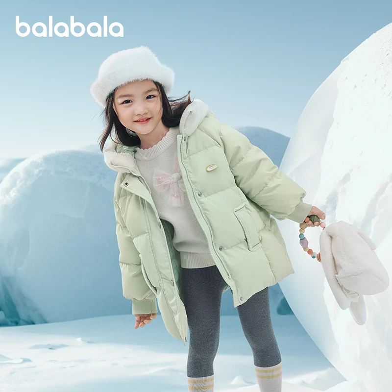 巴拉巴拉童装儿童羽绒服女童冬装甜美可爱连帽上衣厚款保暖户外潮