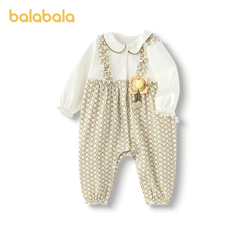【小章鱼联名】巴拉巴拉婴儿连体衣女童哈衣爬服2025款春装假两件萌